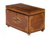 INLAID MAHOGANY TEA CADDY 19th