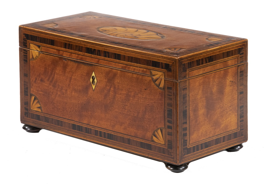 INLAID MAHOGANY TEA CADDY 19th c.