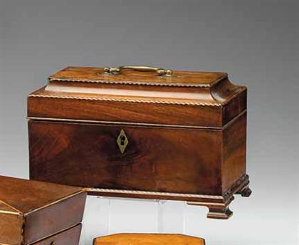 Inlaid Mahogany tea caddy    late
