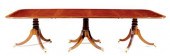 Inlaid mahogany triple-pedesta