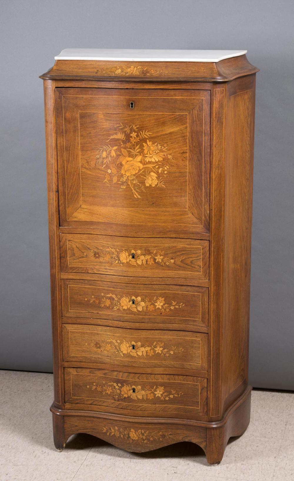 INLAID MARBLE-TOP SECRETAIRE