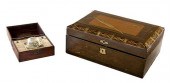 Inlaid mixed wood lap desk and