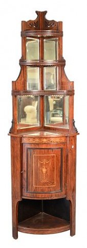 INLAID ROSEWOOD CORNER CABINET
