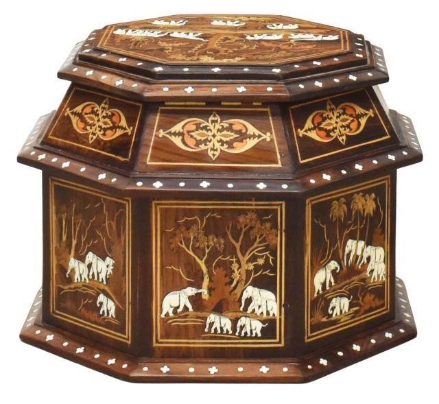 INLAID ROSEWOOD HEXAGONAL STORAGE