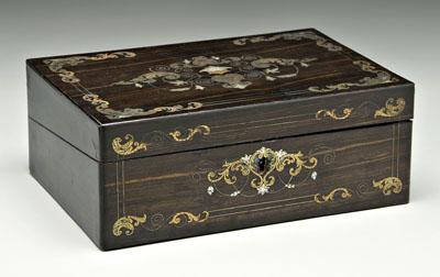 Inlaid rosewood lap desk, extensive