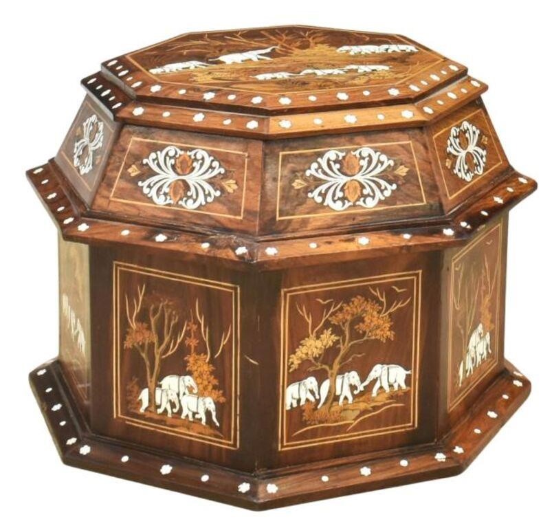 INLAID ROSEWOOD OCTAGONAL STORAGE