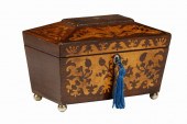 INLAID ROSEWOOD TEA CADDY 19th