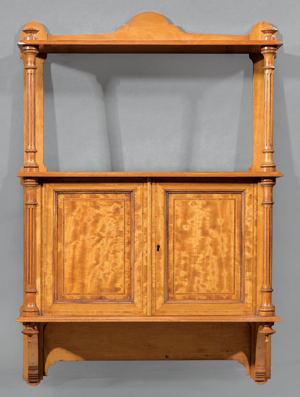 INLAID SATINWOOD HANGING CABINET,