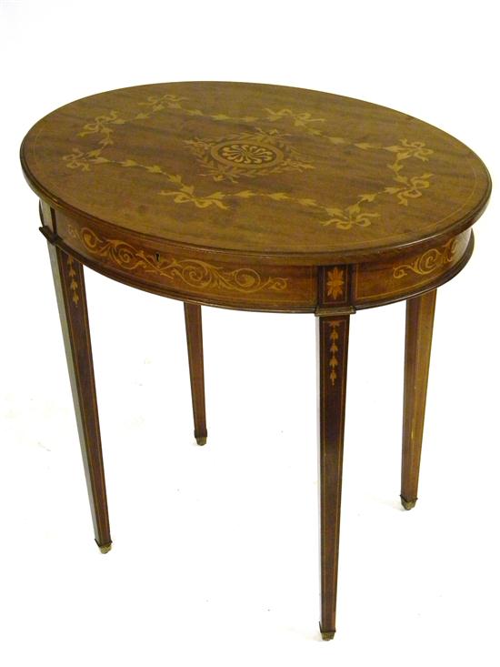Inlaid stand with oval top 