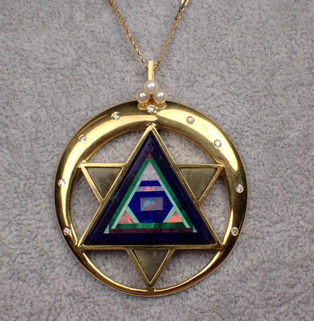INLAID STAR OF DAVID PENDANT