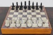 INLAID STONE CHESSBOARD WITH P