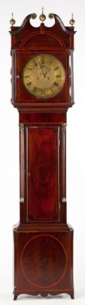 Inlaid Tall Case Clock 19th ce