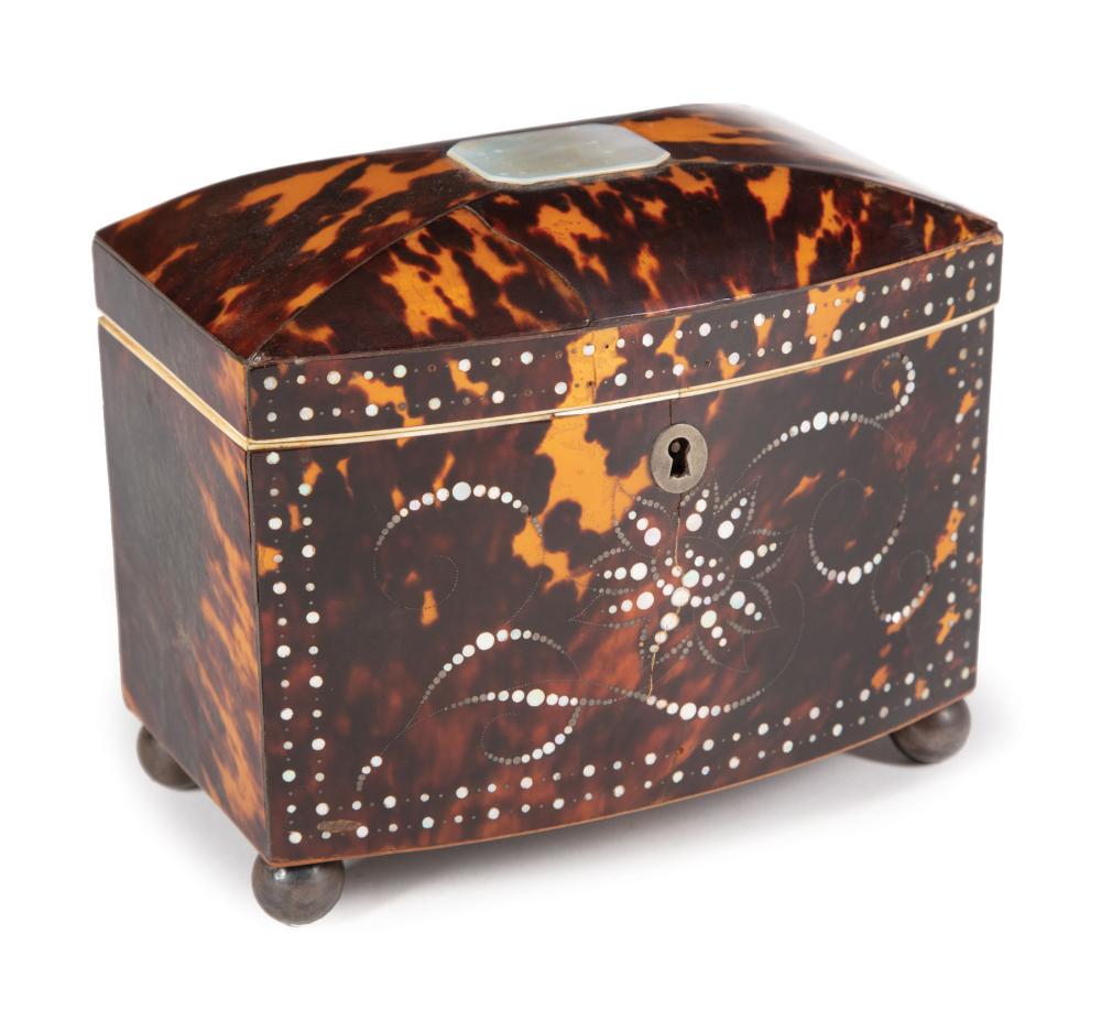 INLAID TORTOISESHELL BOWFRONT TEA
