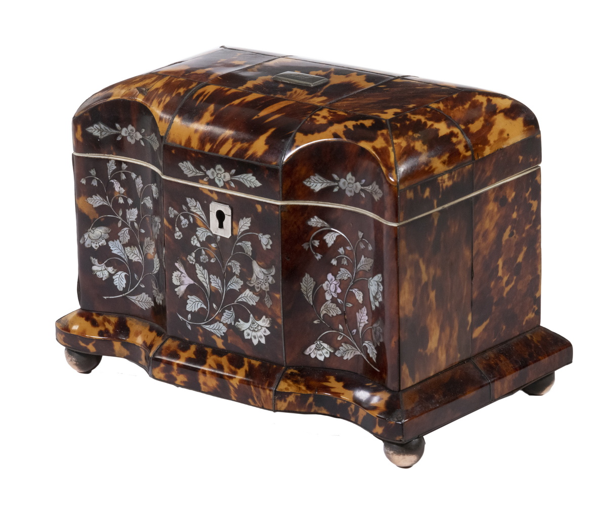 INLAID TORTOISESHELL TEA CADDY 19th