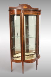 INLAID TRIPLE BOW CURIO CABINE
