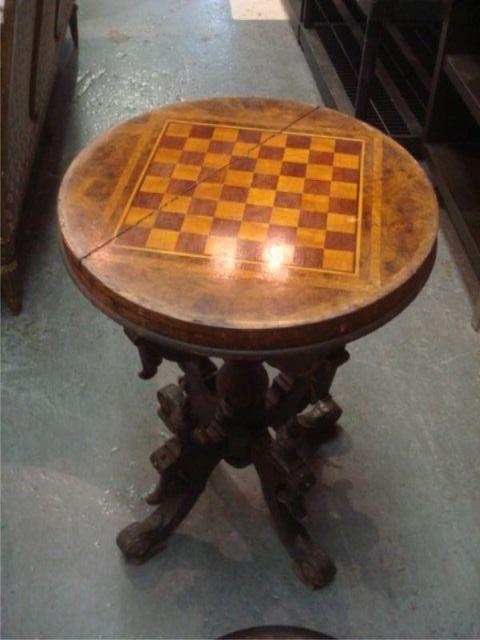Inlaid Victorian Game Table. With 2