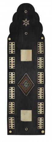 INLAID WOOD AND BONE CRIBBAGE