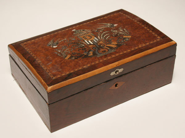 Inlaid wooden lap desk; arched