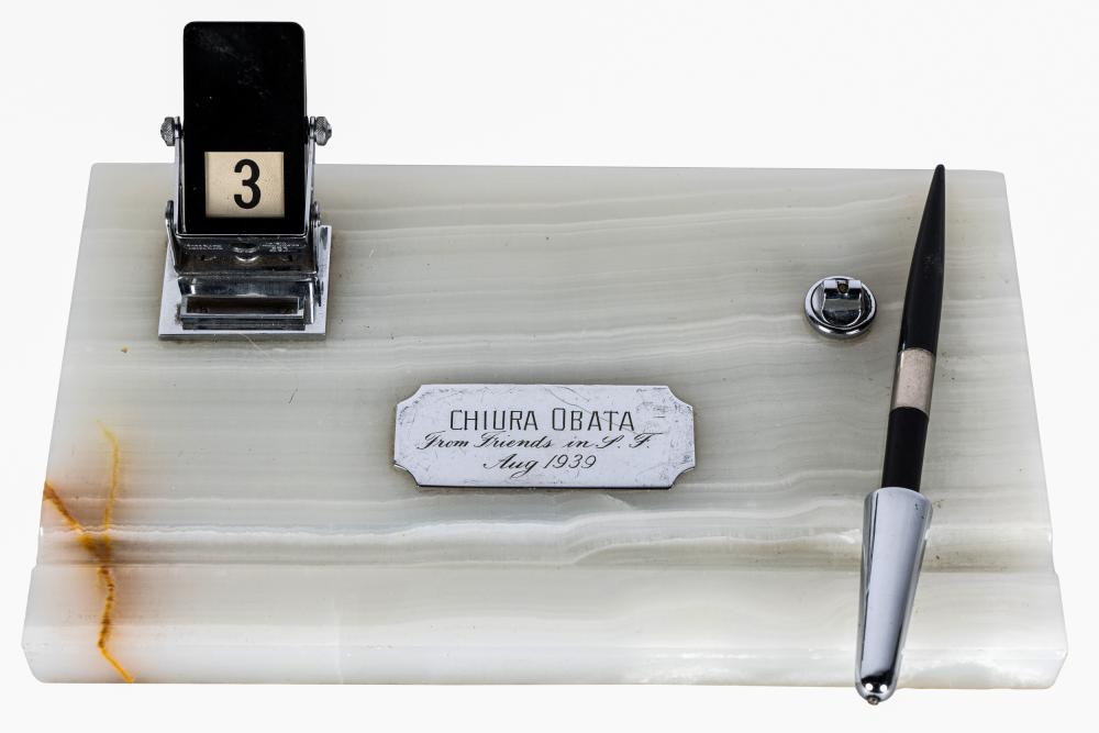 INSCRIBED ONYX DESK SETwith name