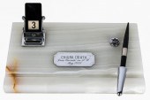 INSCRIBED ONYX DESK SETwith na