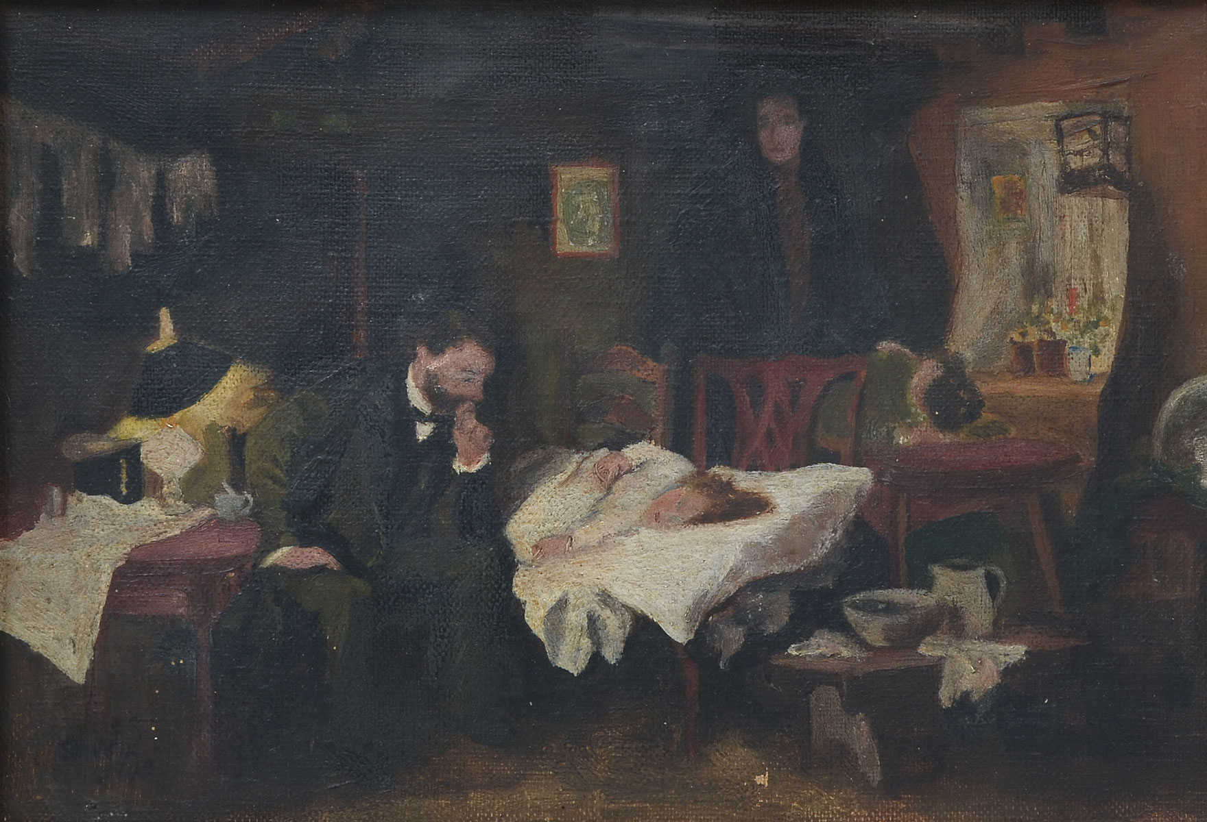 INTERESTING GENRE PAINTING THE