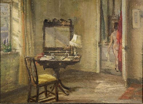 INTERIOR SCENE, IN THE BOUDOIR,