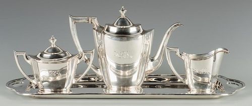 INTERNATIONAL STERLING TEA SET WITH
