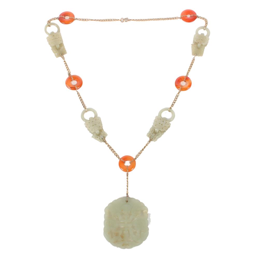 INTRICATELY CARVED JADE LINKED