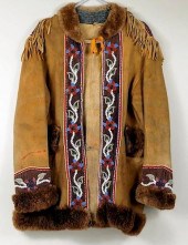 INUIT BEADED MOOSE HIDE & VELV