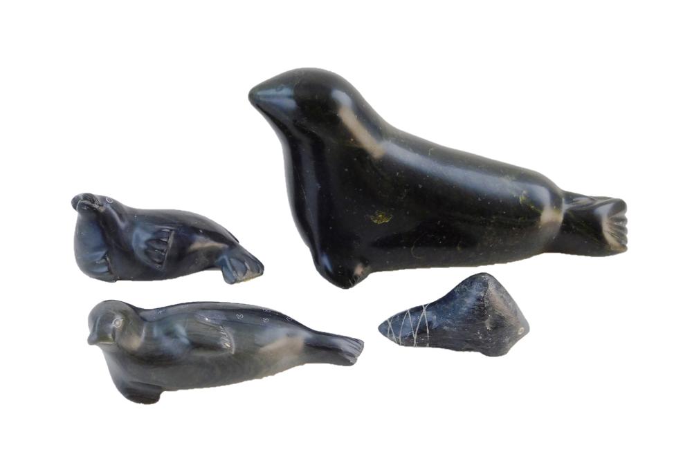 INUIT CARVED HARDSTONE FIGURES,