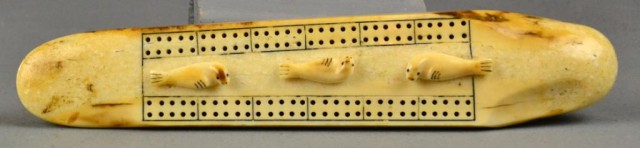 Inuit Carved Ivory Cribbage