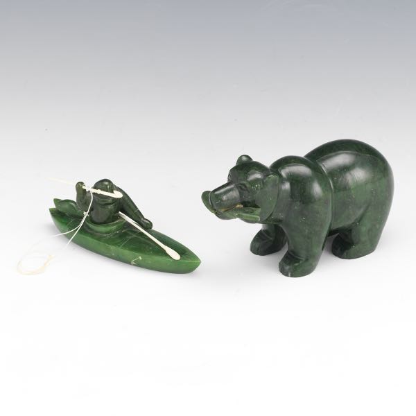 INUIT CARVED JADE FIGURINES  One