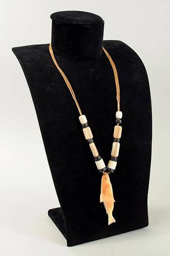 INUIT CARVED MARINE IVORY SALMON