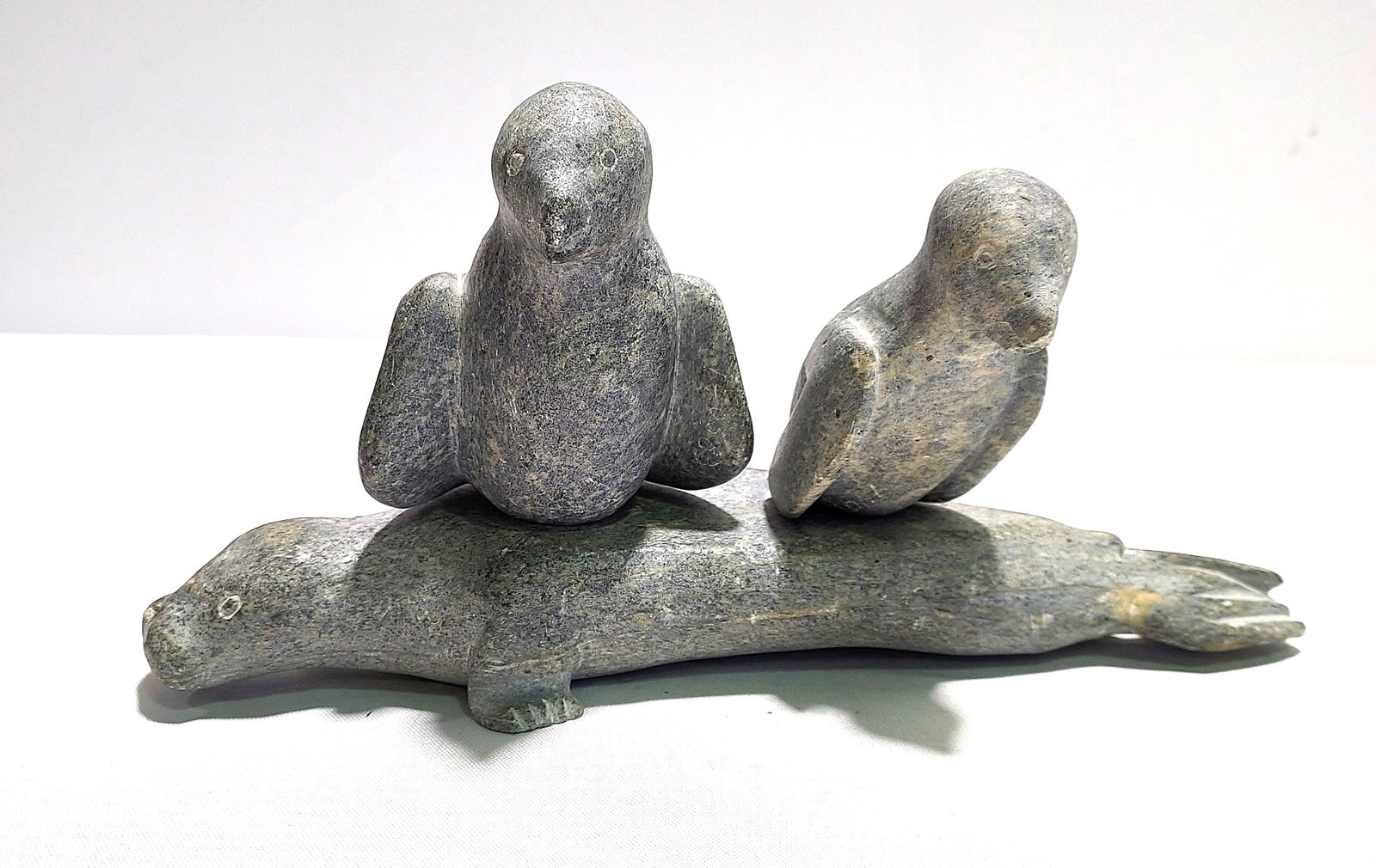 INUIT CARVED SCHIST STONE SCULPTURE