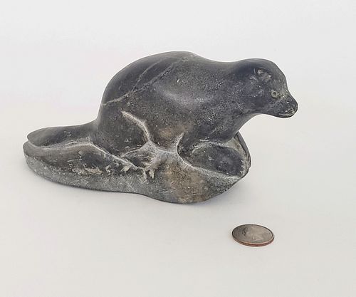 INUIT CARVED SOAPSTONE BEAVER