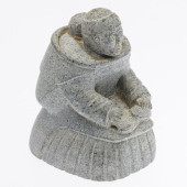 INUIT CARVED STONE MOTHER AND