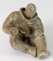 INUIT CARVED STONE SEATED ESKI