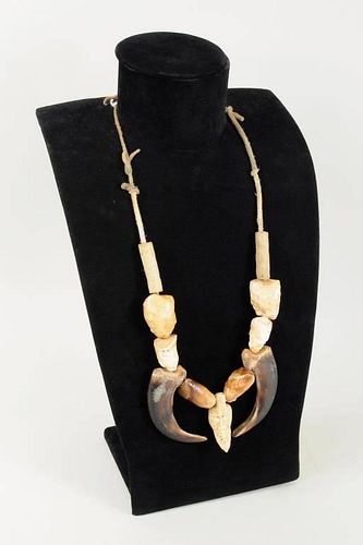 INUIT CARVED WALRUS IVORY/BEAR CLAW