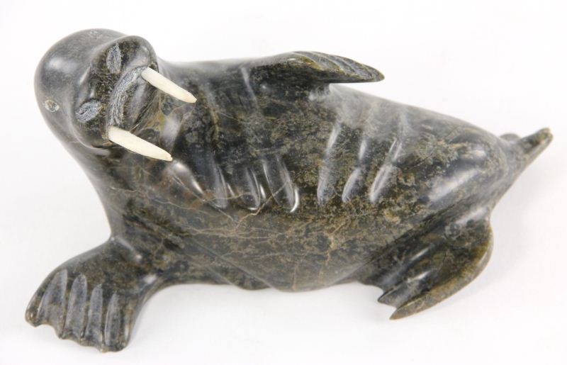 Inuit Carving of a Walruswith inset