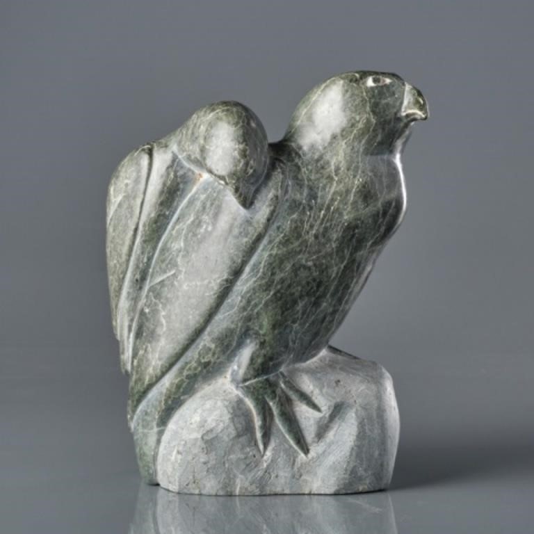 INUIT CARVING OF AN OWL & BIRD BY