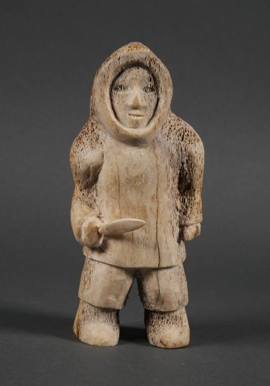 INUIT ESKIMO HUNTER FIGURAL BONE