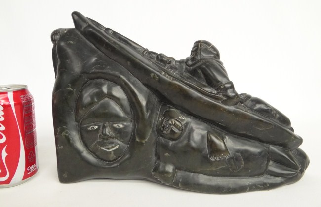 Inuit Eskimo sculpture man in Kayak