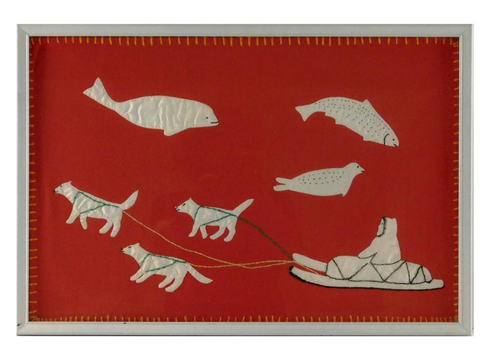 INUIT FABRIC APPLIQUE ART, RED