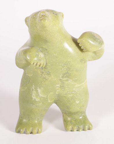 INUIT HAND CARVED GREEN STONE
