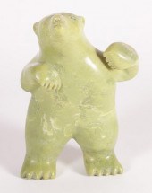 INUIT HAND CARVED GREEN STONE