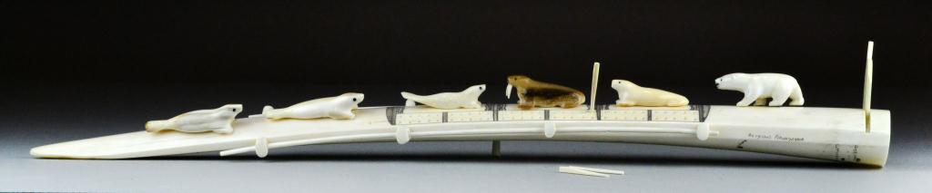 Inuit Ivory Cribbage Board signed