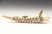 INUIT IVORY PIPE - 19th c Eski