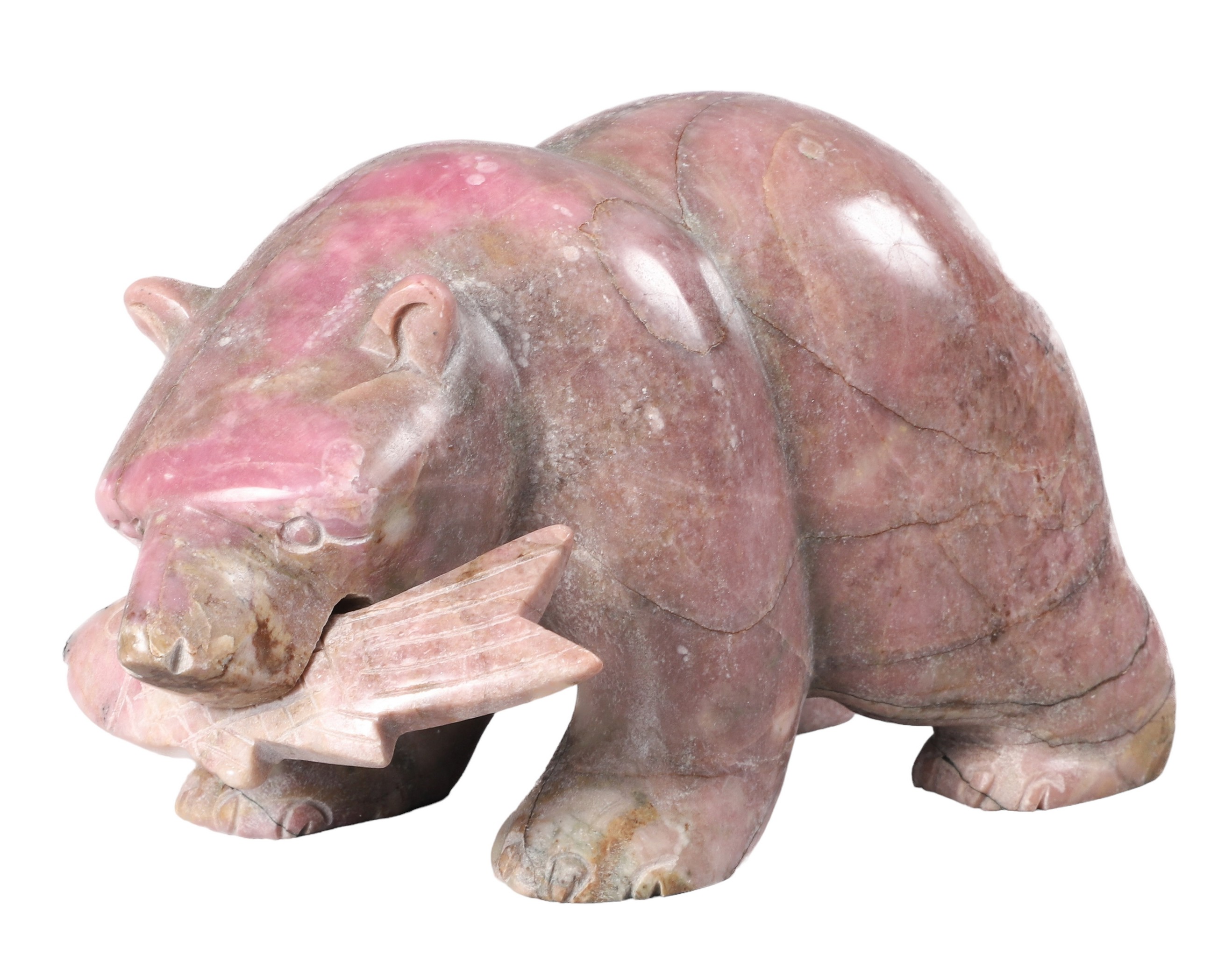 Inuit pink marble sculpture,
