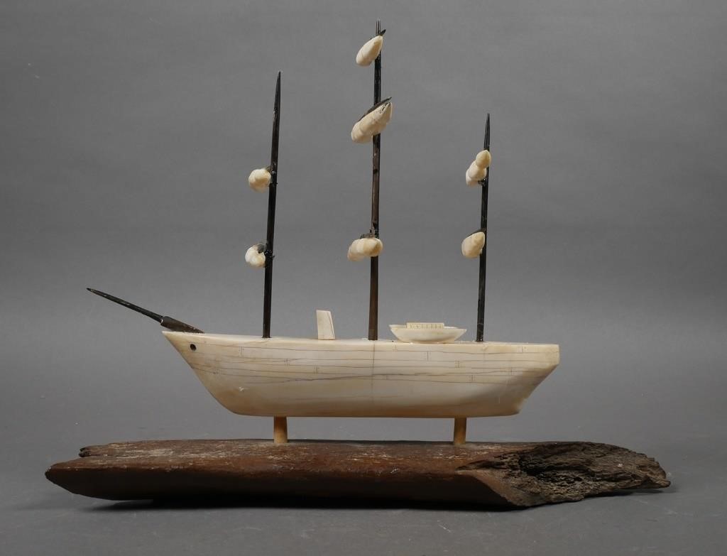 INUIT SCRIMSHAW WHALING SHIP,