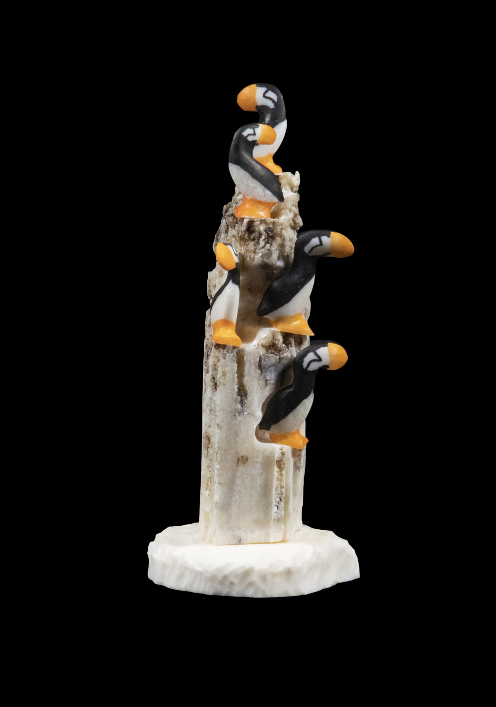 INUIT SCULPTURE OF A PUFFIN ROOKERY